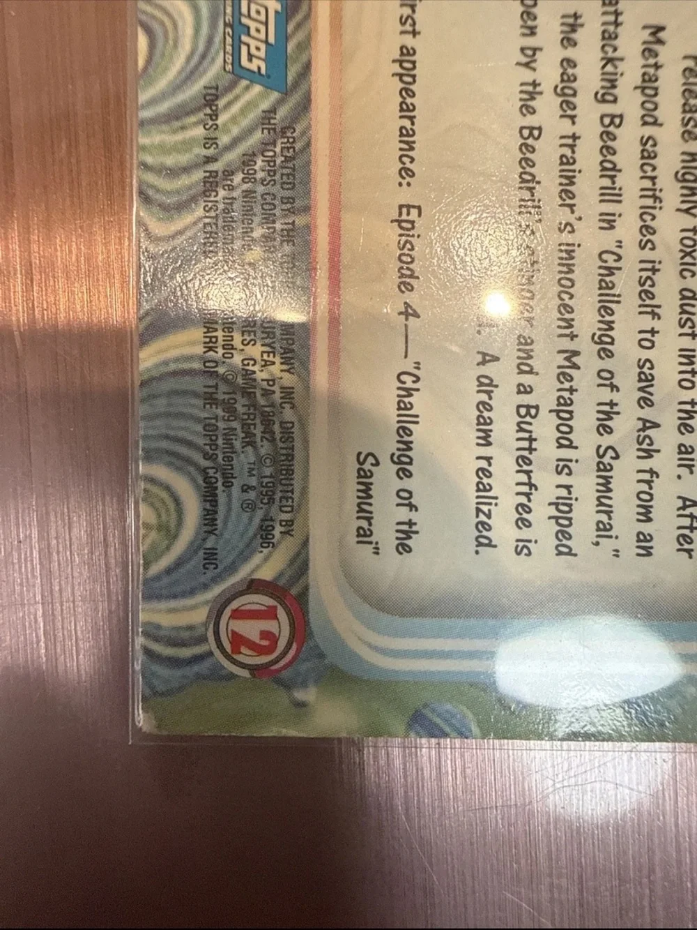BUTTERFREE # 12 Blue Logo Print - 1999 Pokemon Topps TV Animation Series 1